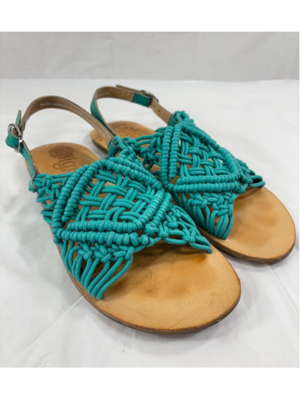 Latigo Ophelia Teal Macrame Flat Sandals Women's Size 7M